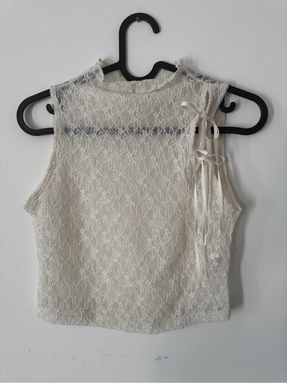 Oak + Fort Lace Tank Top with Bows - Cream Tie Details